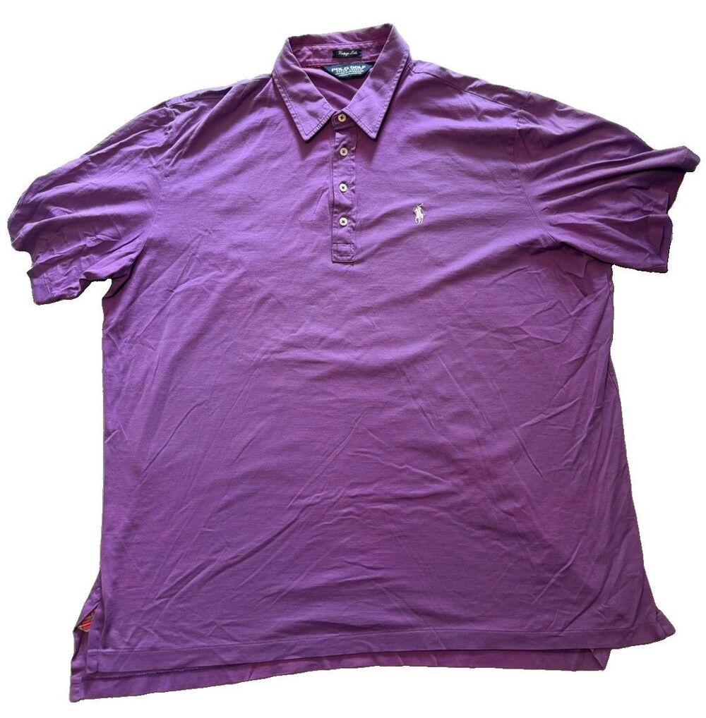 Polo Golf, Ralph Lauren Men's Purple Vintage Lisle Pima Cotton Shirt - Size XXL